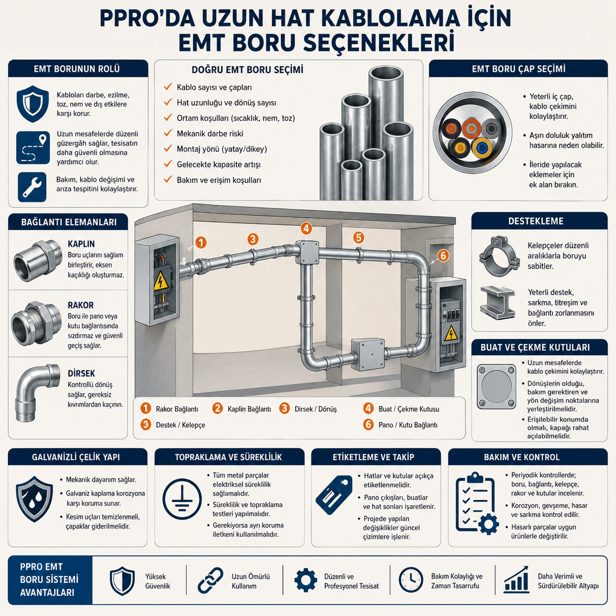 PPRO’da Uzun Hat Kablolama İçin EMT Boru Seçenekleri