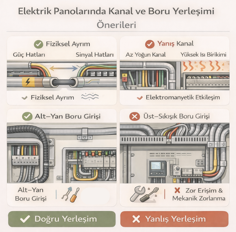 Elektrik Panolarında Kanal ve Boru Yerleşimi Önerileri
